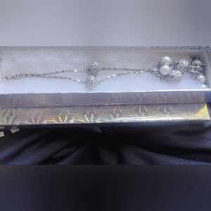 Vintage AVON WN Necklace, Silver Tone Metal, Faux Pearls